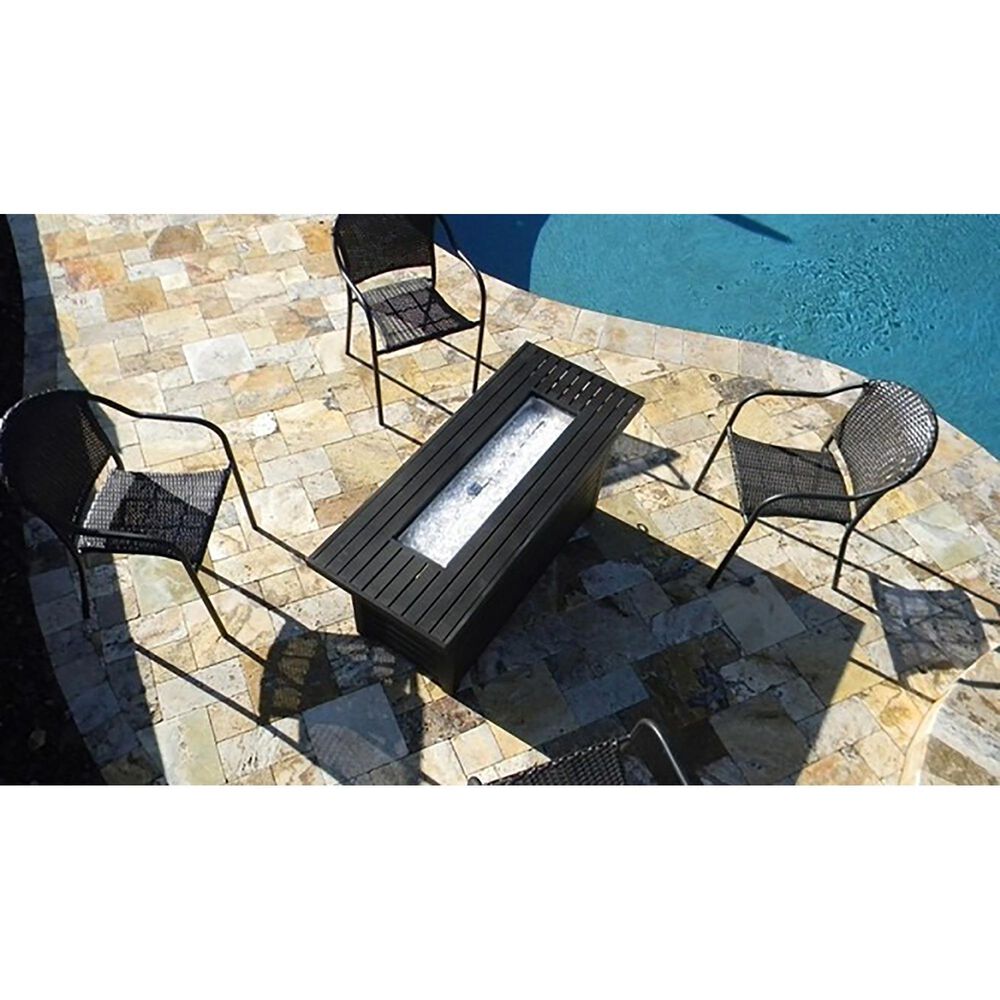 Az Patio Heaters Rectangular Aluminum Propane Gas Fire Pit in Black Mocha, , large