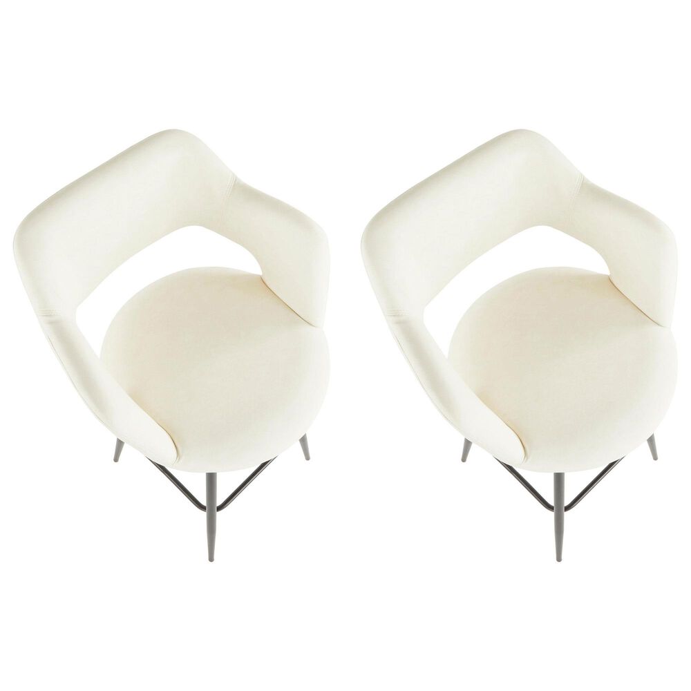 LumiSource Margarite Counter Stool with Cream Cushion in Black &#40;Set of 2&#41;, , large