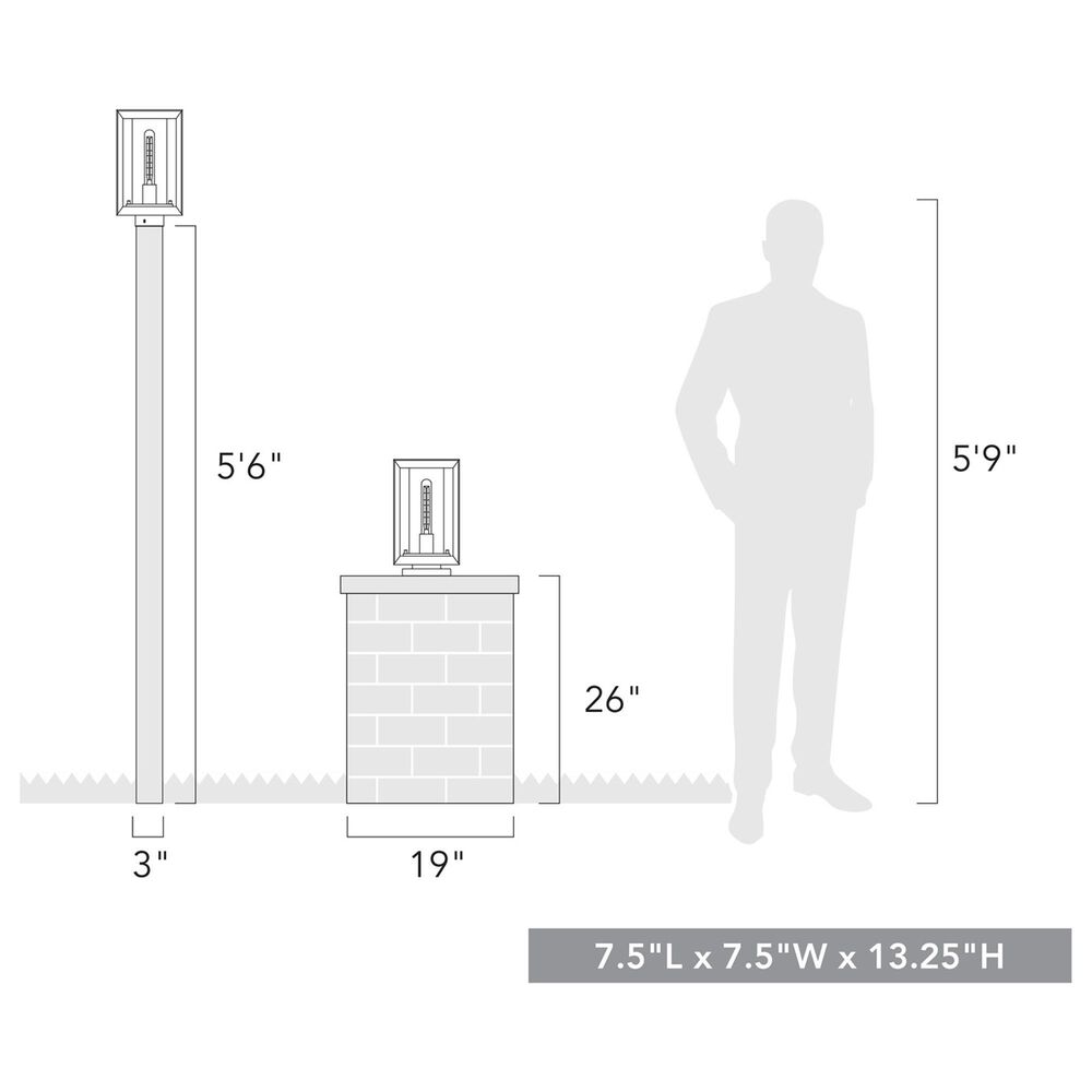 Golden Lighting Smyth 1-Light Outdoor Pier Mount with Opal Glass Shade in Natural Black, , large