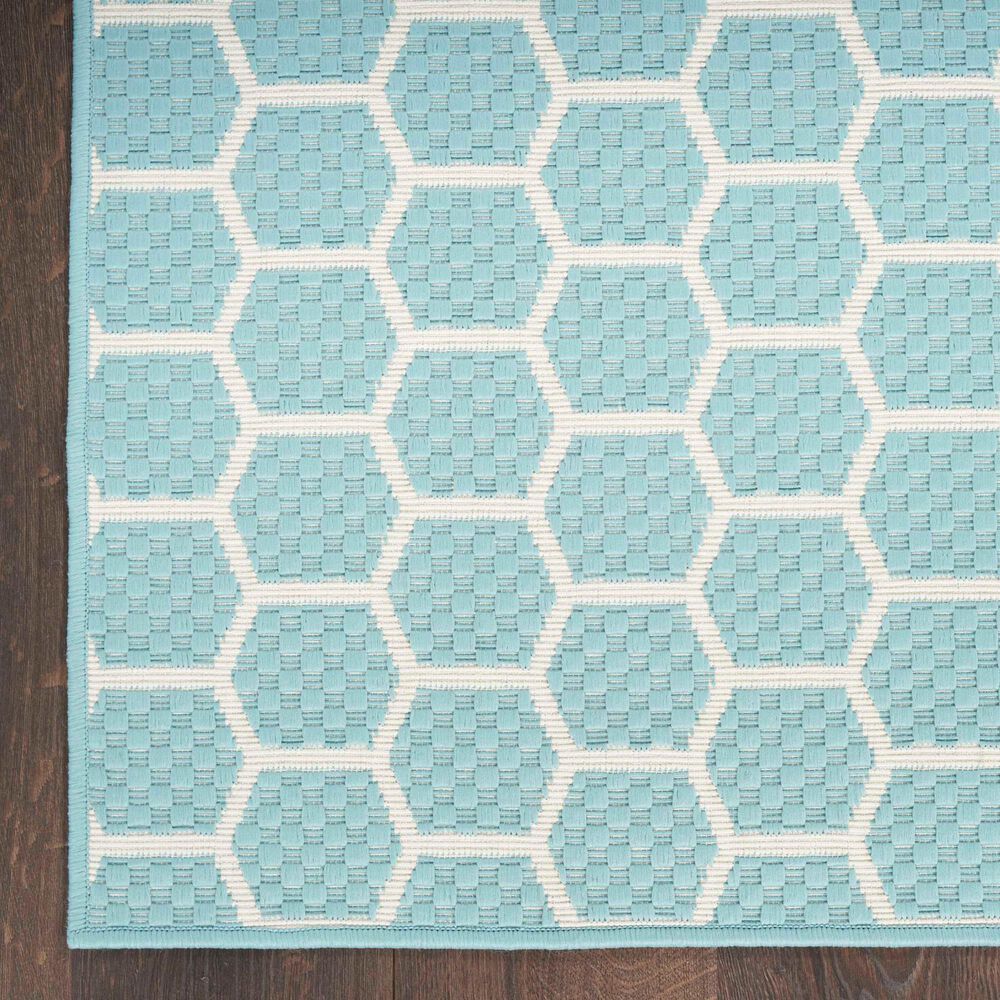 Nourison Twist Reversible 8&#39; x 10&#39; Aqua Indoor/Outdoor Area Rug, , large