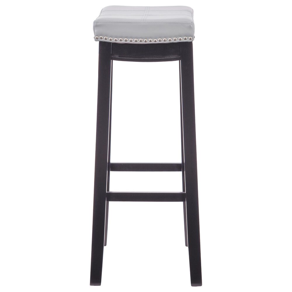 Linon Home Decor Claridge Bar Stool with Light Grey Cushion in Black, , large
