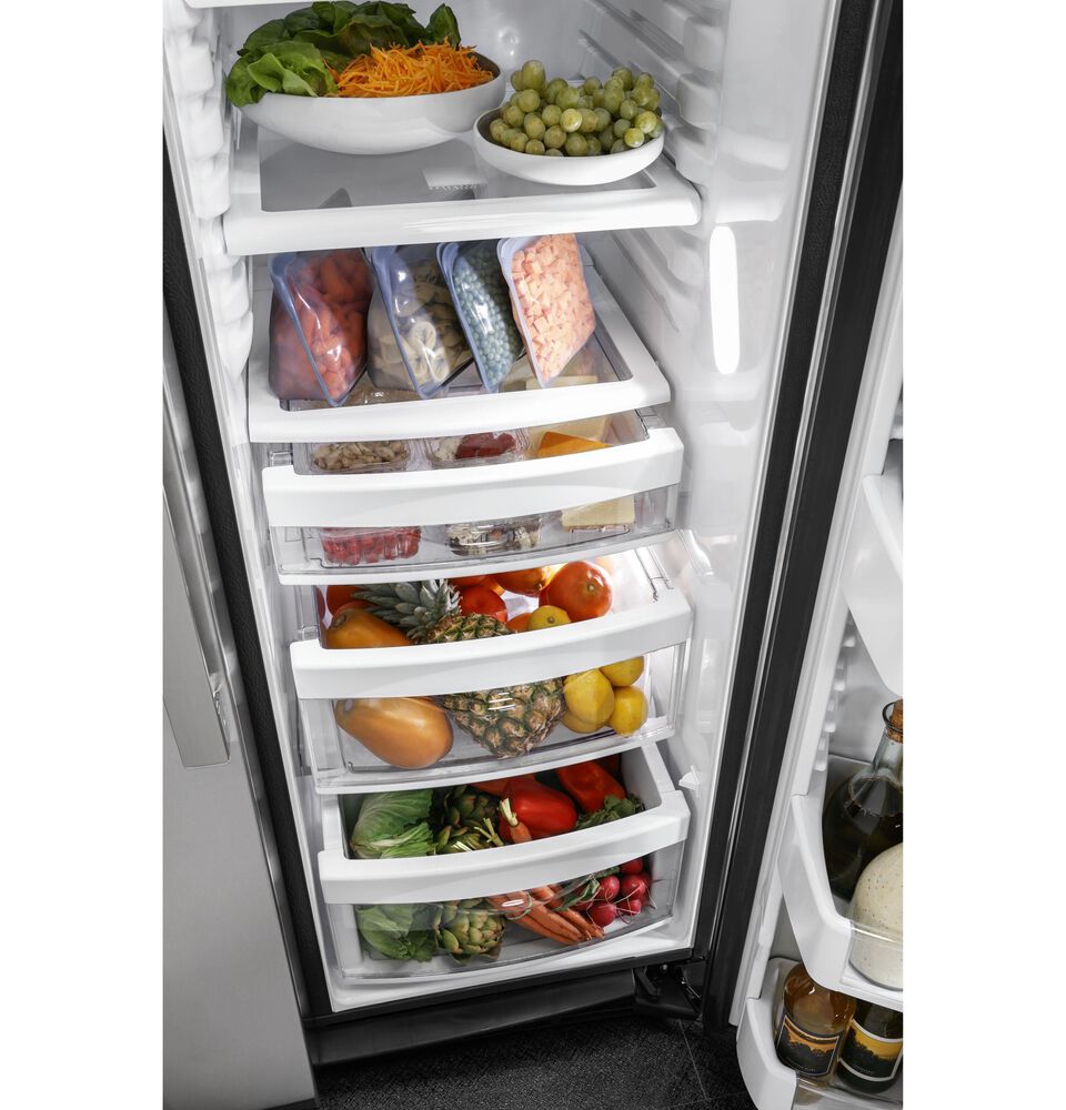 GE Profile 25.3 Cu. Ft. Side-by-Side Refrigerator in Fingerprint Resistant Stainless Steel, , large