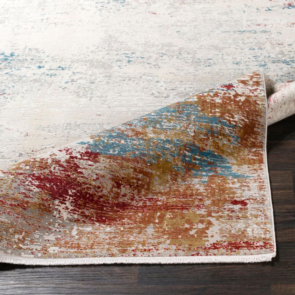 Surya Solar 3&#39; x 9&#39;10&quot; Orange, Saffron, Red, Sky Blue, White, Gray and Charcoal Runner, , large
