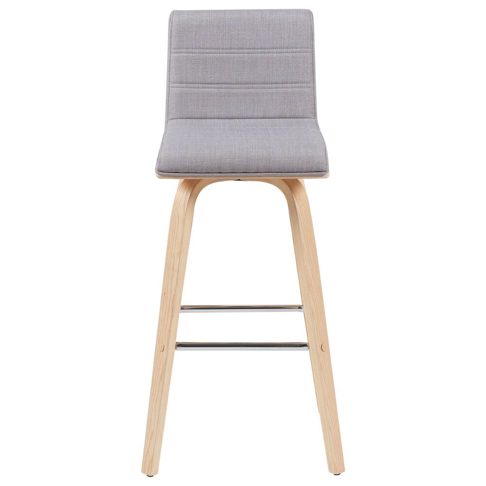 Armen Living Vienna Swivel Bar Height Stool with Gray Upholstery in Patterned Oak, , large