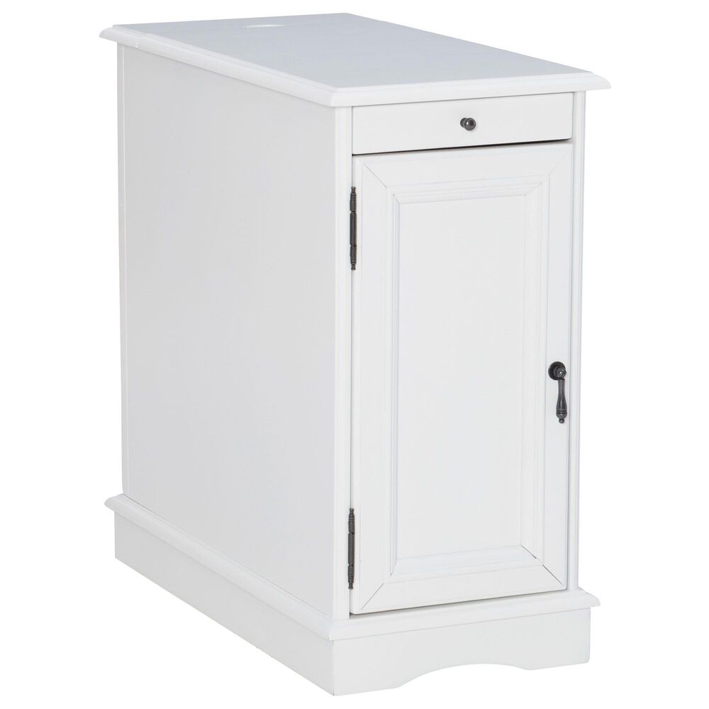 Linon Home Decor Barron Accent Table with USB Charging Station in White, , large