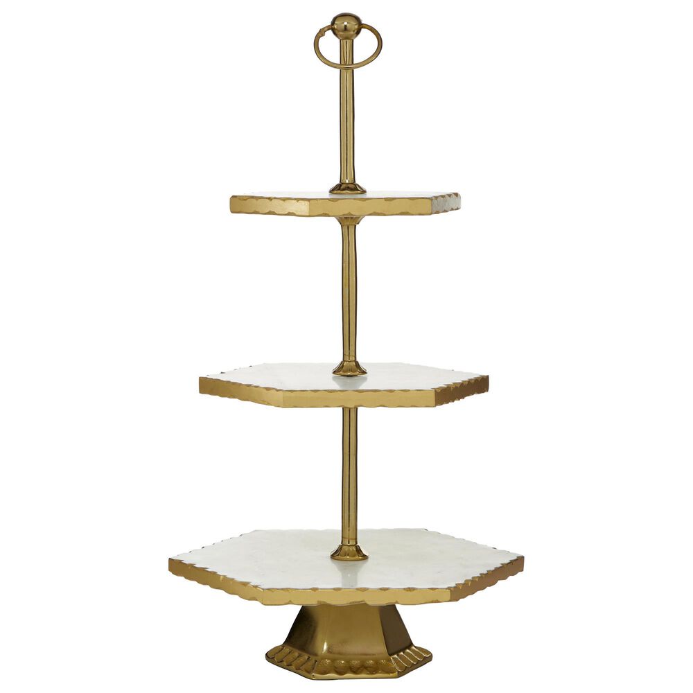 Maple and Jade 22" Glam Marble Tiered Server Multi Colored, , large