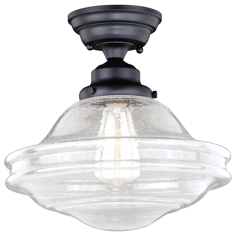 Vaxcel Huntley 12" 1-Light Semi Flush Mount with Clear Glass Shade in Oil Rubbed Bronze, , large