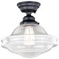 Vaxcel Huntley 12" 1-Light Semi Flush Mount with Clear Glass Shade in Oil Rubbed Bronze, , large