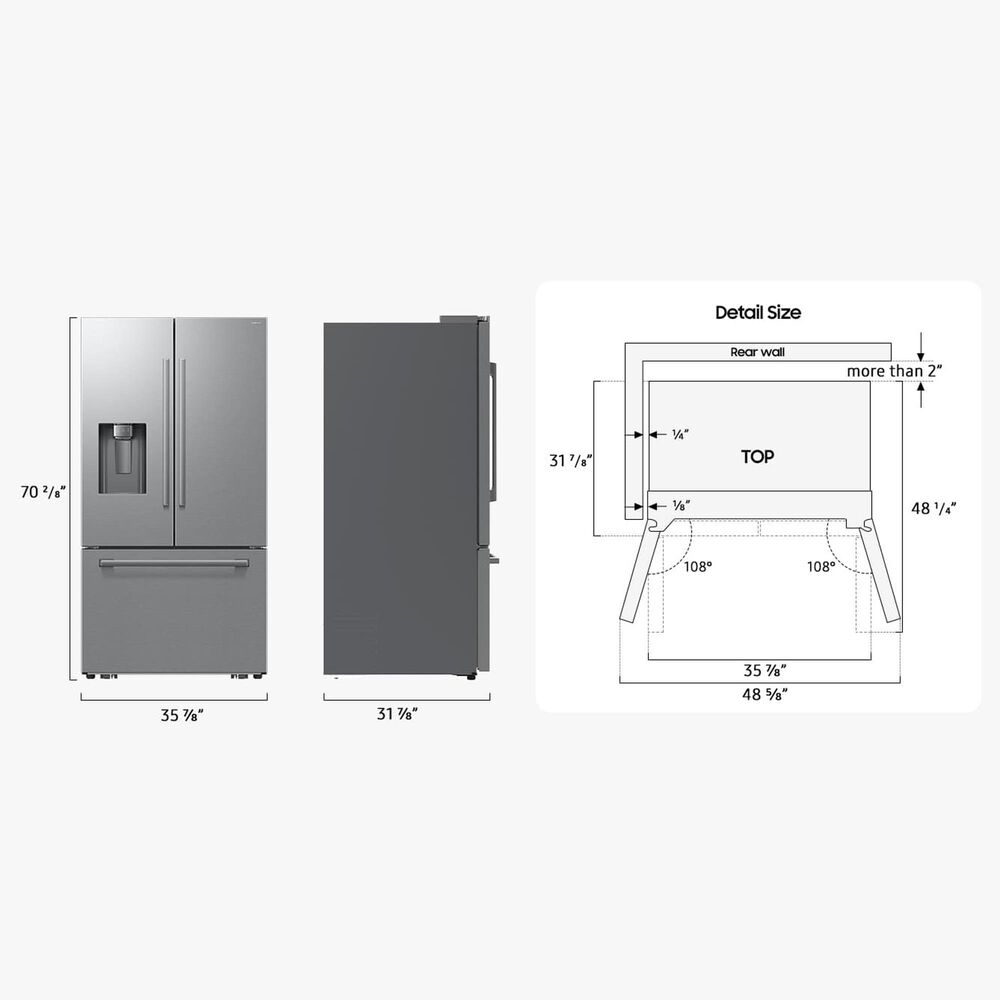 Samsung Bespoke AI 29 Cu. Ft. French Door Refrigerator with Zero Clearance Fit and Sphere Ice in Matte Black Steel, , large