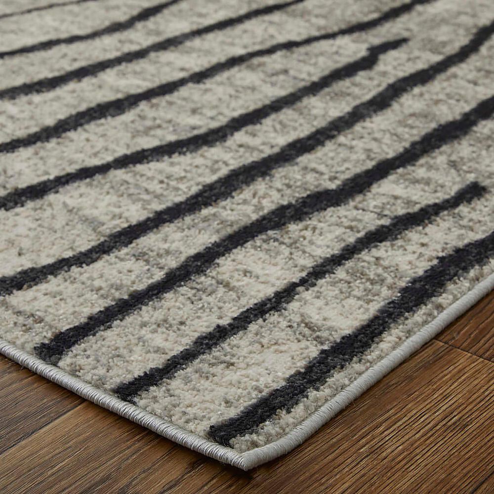 Feizy Kano Striped 7&#39;10&quot; x 10&#39; Ivory and Charcoal Area Rug, , large