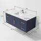 Lexora Home Geneva 48" Single Bathroom Vanity in Navy Blue with 2 cm White Carrara Marble Top and Rectangular Sink, , large