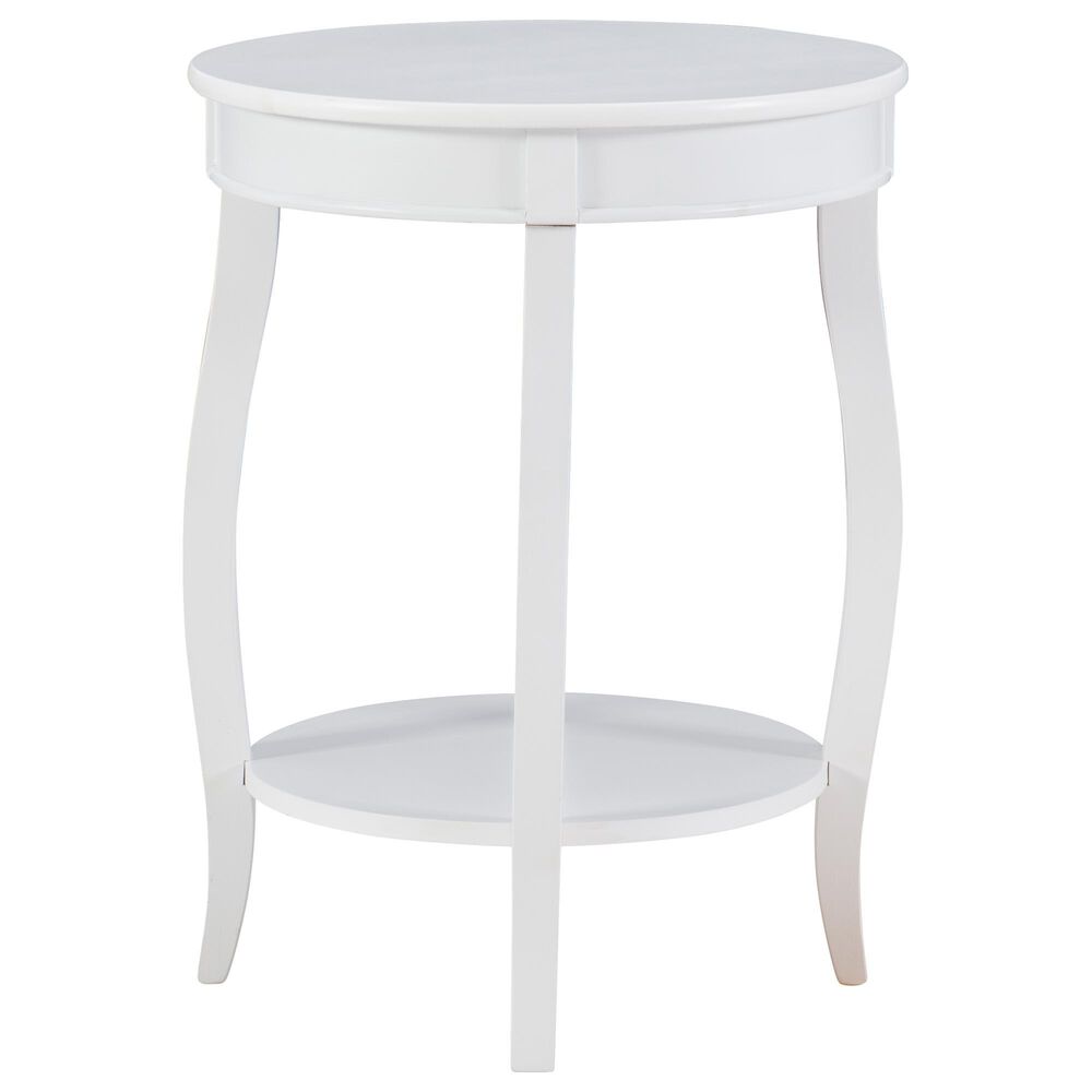Linon Home Decor Rainbow Round Side Table in White, , large