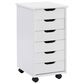 Linon Home Decor Cary 6-Drawer Rolling Cart in White Wash, , large