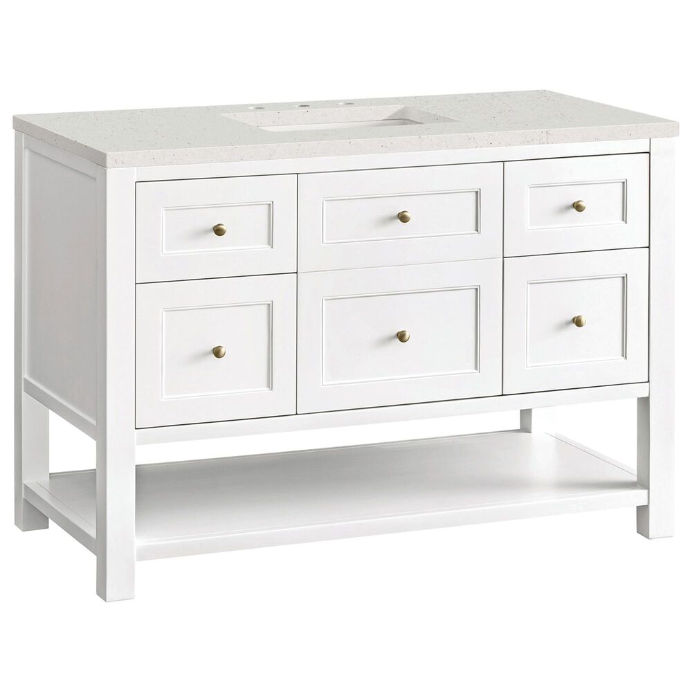 James Martin Vanities Breckenridge 48&quot; Single Bathroom Vanity in Bright White with 3 cm Lime Delight Quartz Top and Rectangular Sink, , large