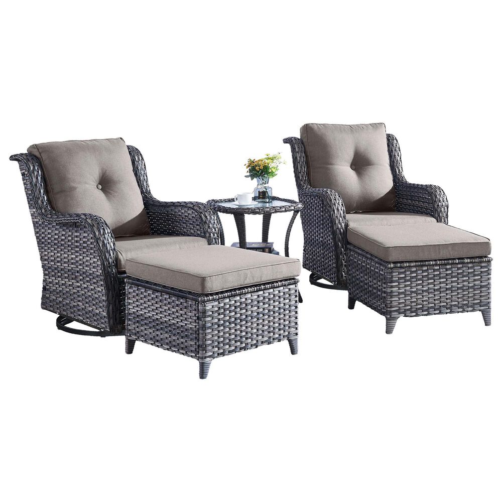 Sunwell Garden 5-Piece Patio Chat Set in Gray, , large