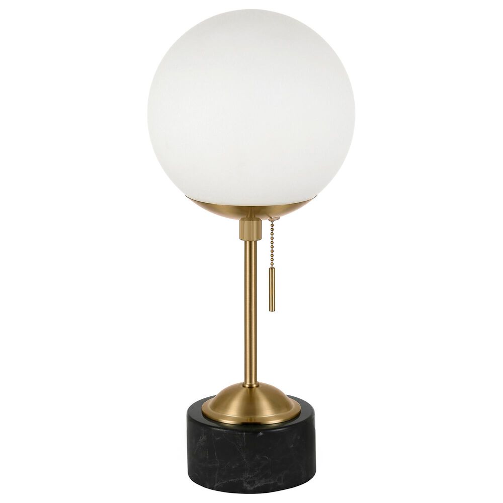 Hudson and Canal Reagan Table Lamp in Brass/ Black Marble, , large