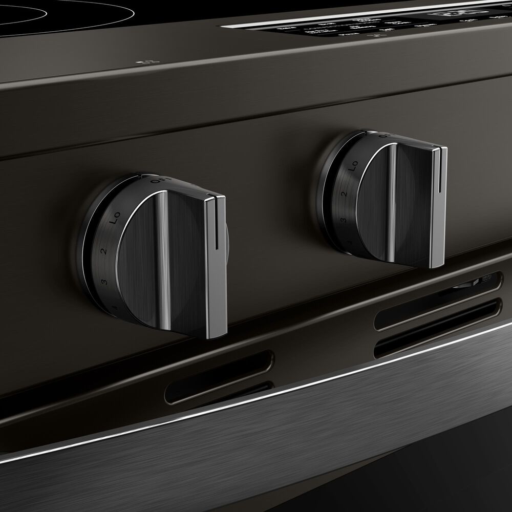 Whirlpool 2-Piece Kitchen Package with Black Stainless 5 Cu. Ft. Smart Electric Range and Fingerprint Resistant Stainless Steel 1.1 Cu. Ft. Flush Mount Microwave, , large