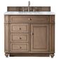 James Martin Vanities Bristol 36" Single Bathroom Vanity in Whitewashed Walnut with 3 cm Carrara White Marble Top and Rectangular Sink, , large