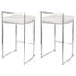 Lumisource Fuji Stackable Counter Stool with White Faux Leather in Brushed Stainless Steel (Set of 2), , large