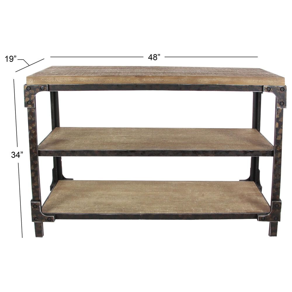 Maple and Jade 2-Shelf Console Table in Brown and Dark Rusted, , large