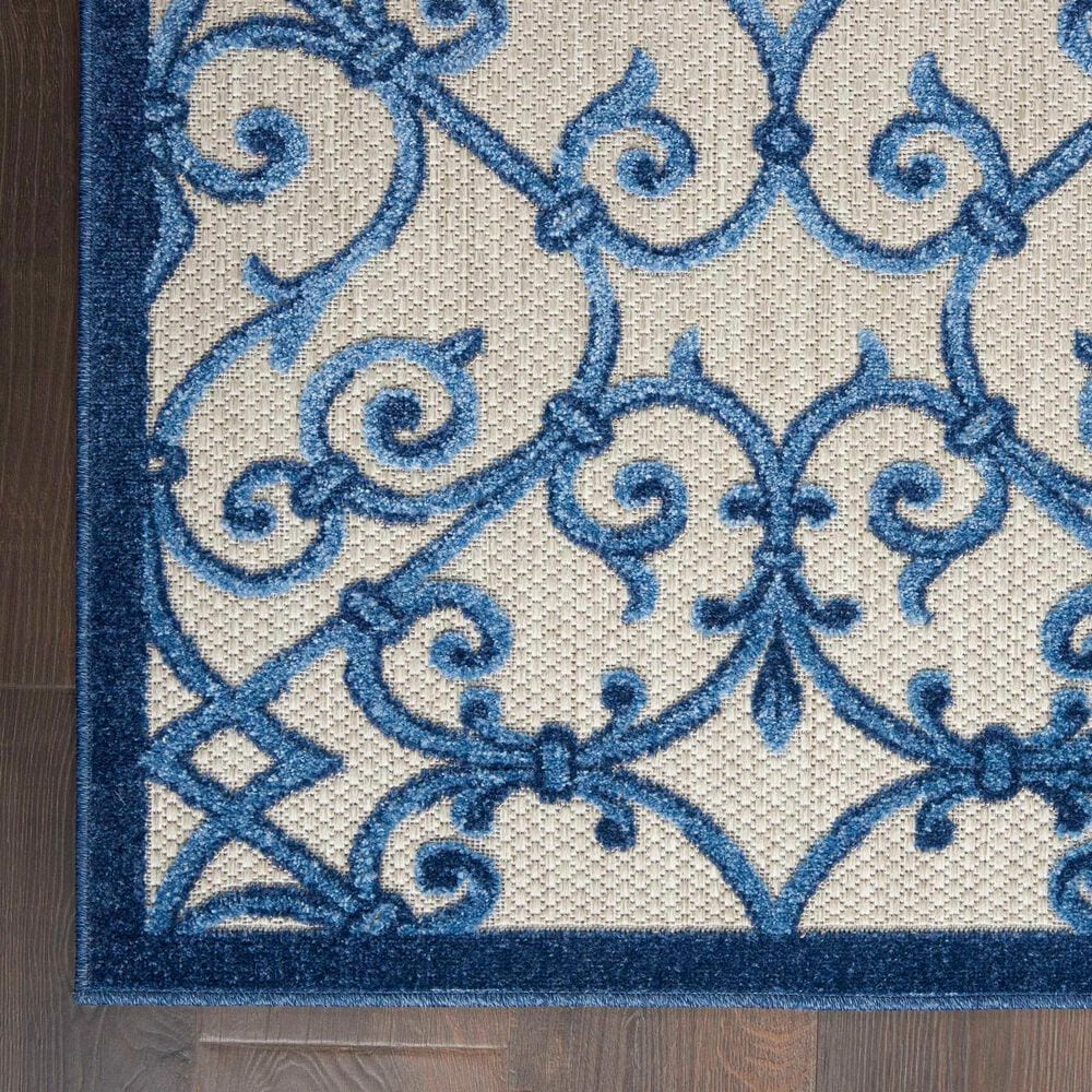 Nourison Aloha Damask 2&#39;8&quot; x 4&#39; Grey and Blue Indoor/Outdoor Area Rug, , large