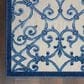 Nourison Aloha Damask 2"8" x 4" Grey and Blue Indoor/Outdoor Area Rug, , large