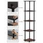 HOMLUX 5-Tier Modern Tall Corner Open Bookshelf in Dark Cherry and Black, , large