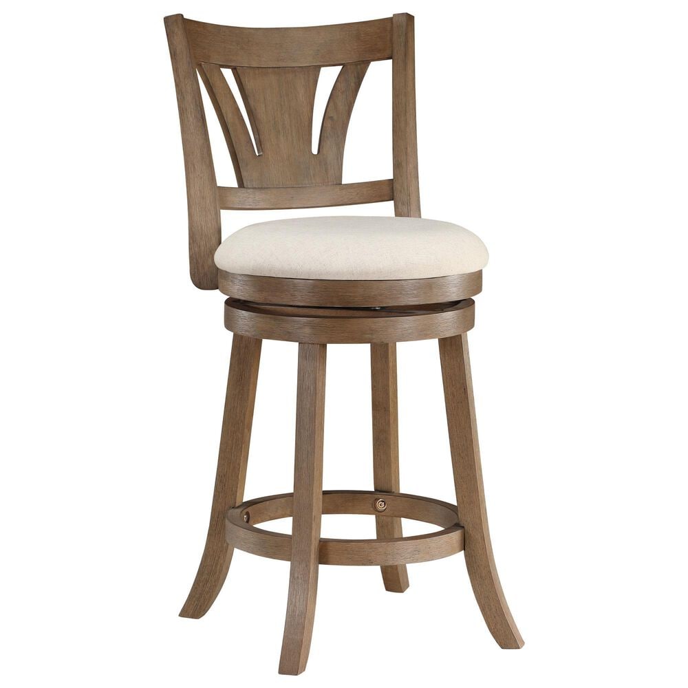 Office Star Products Miller Swivel Counter Stool with Linen Cushion Seat in Medium Oak, , large