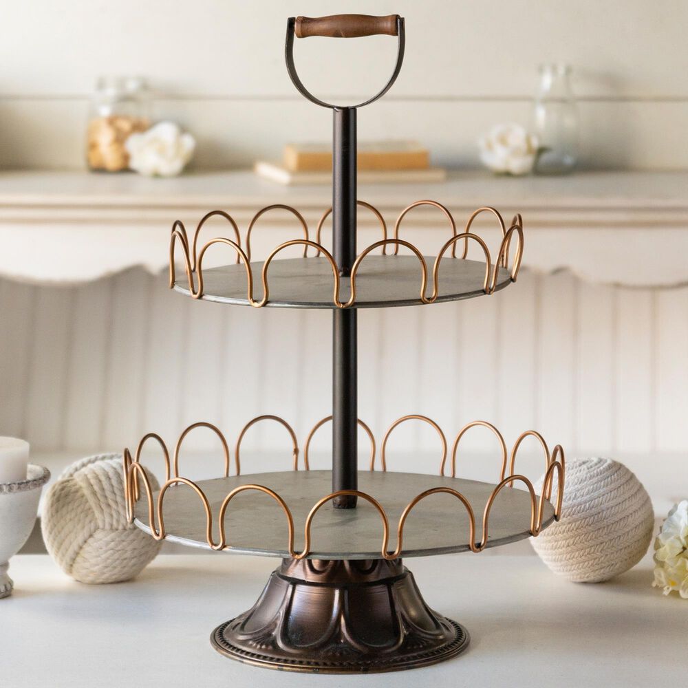 VIP Home and Garden 2-Tier Metal Tray in Brown and Bronze, , large