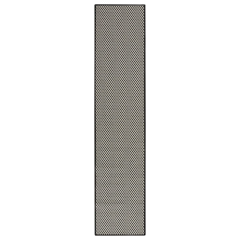 Nourison Courtyard Black and White 2"2" x 8" Indoor/Outdoor Runner, , large