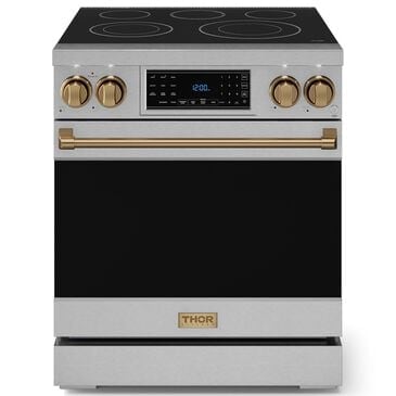 Thor Kitchen Gordon Ramsay 4.55 Cu. Ft. 30" Professional Electric Range with Bronze Handle Kit in Stainless Steel, , large