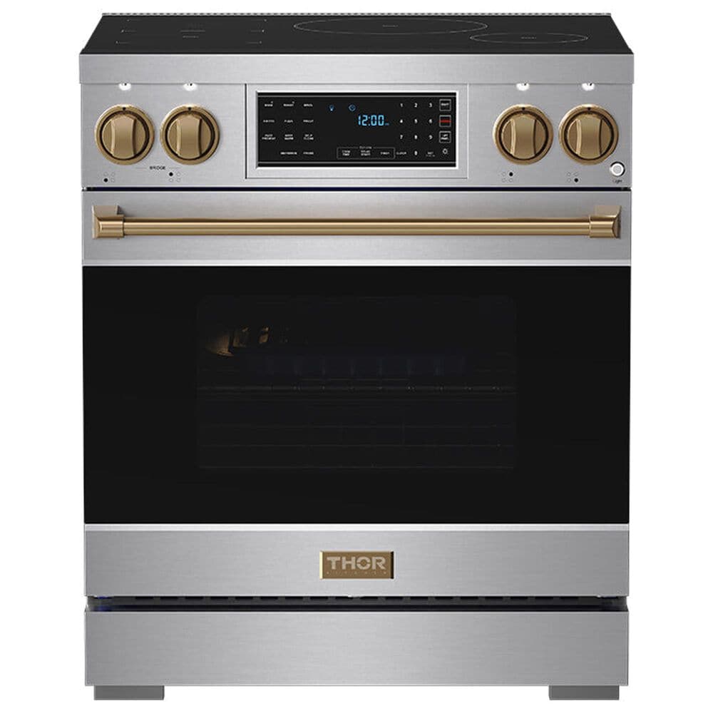 Thor Kitchen Gordon Ramsay 4.8 Cu. Ft. Professional Induction Range with Bronze Handle Kit in Stainless Steel, , large