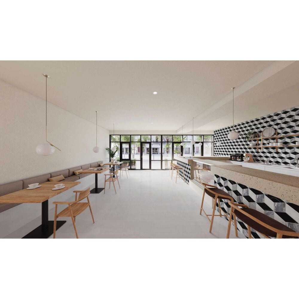 Soho Studio Pari Grigio Nero Carrara and Bardiglio 8" x 9.21" Marble Mosaic Sheet, , large