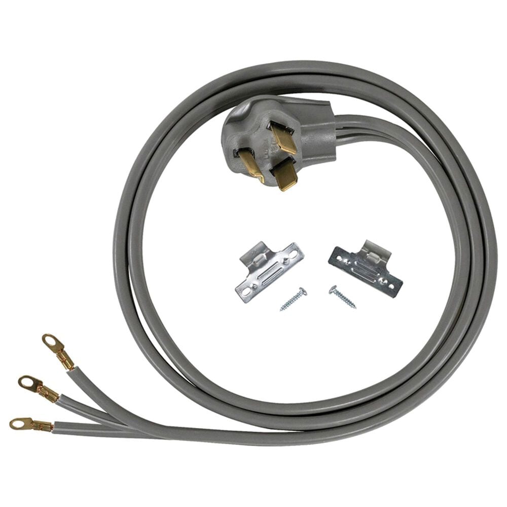 Electric Dryer Duct Kit with 3-Wire Cord, 8' Hybrid Vent Duct and Clamps in Black and Silver, , large