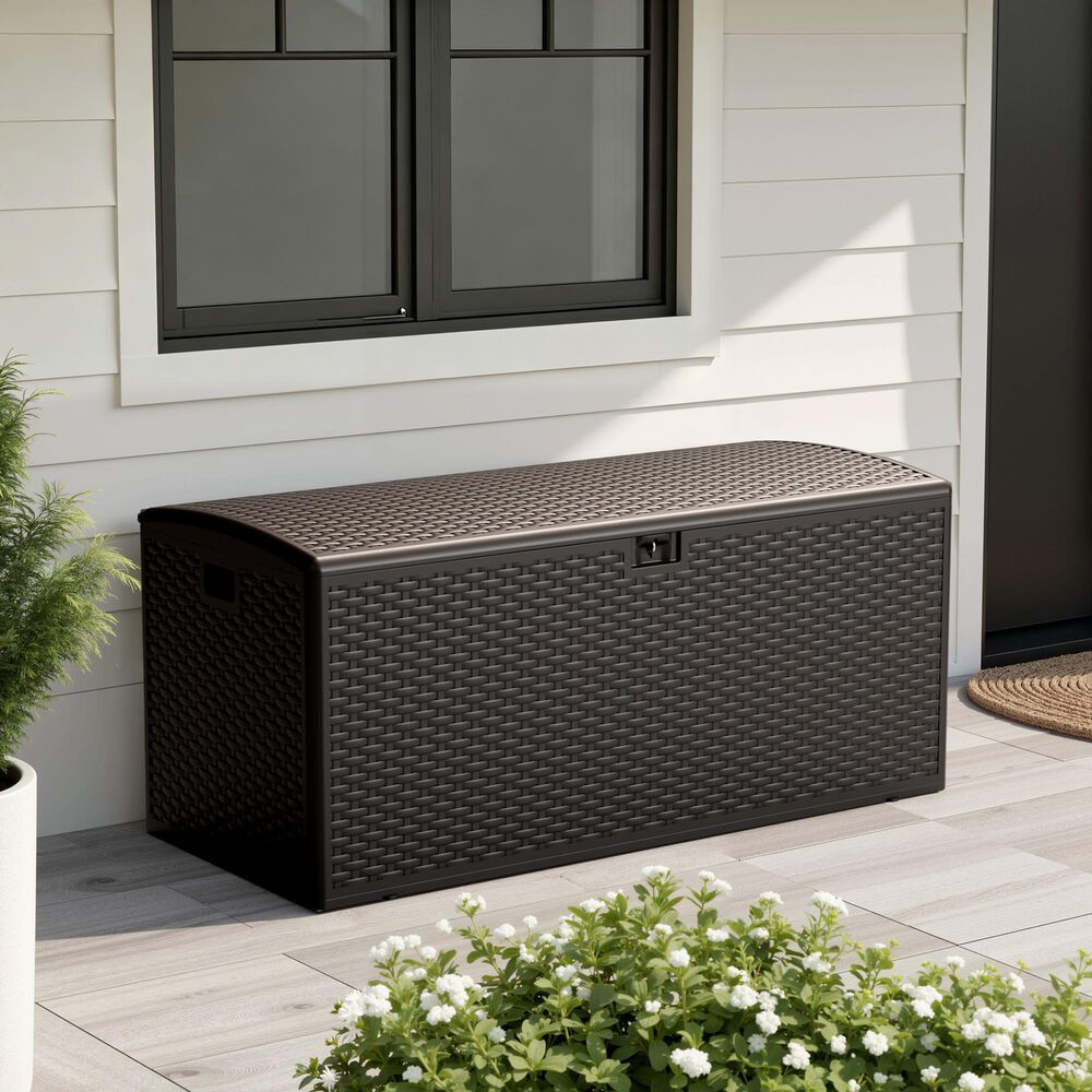 HOMLUX 150-Gallon Outdoor  HDPE Deck Box  in Dark Brown, , large