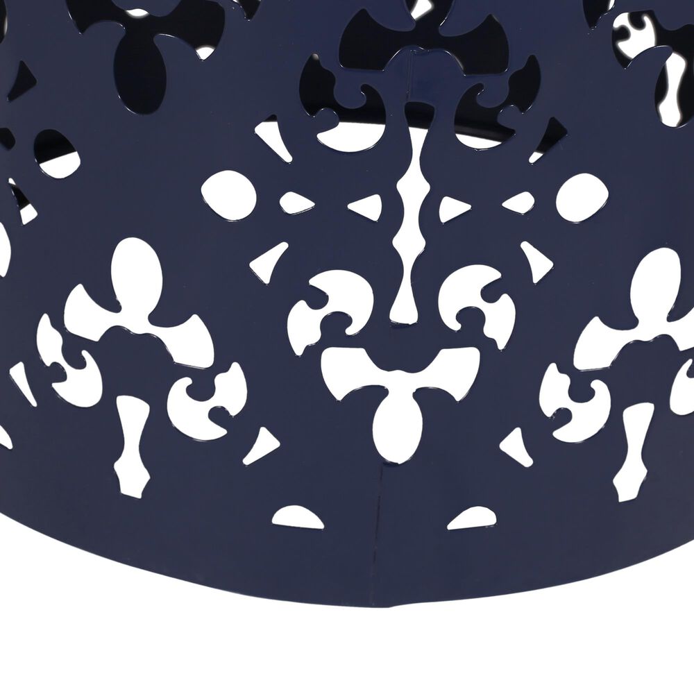 Hearth and Haven Outdoor End Table with Floral Pattern in Navy Blue, , large