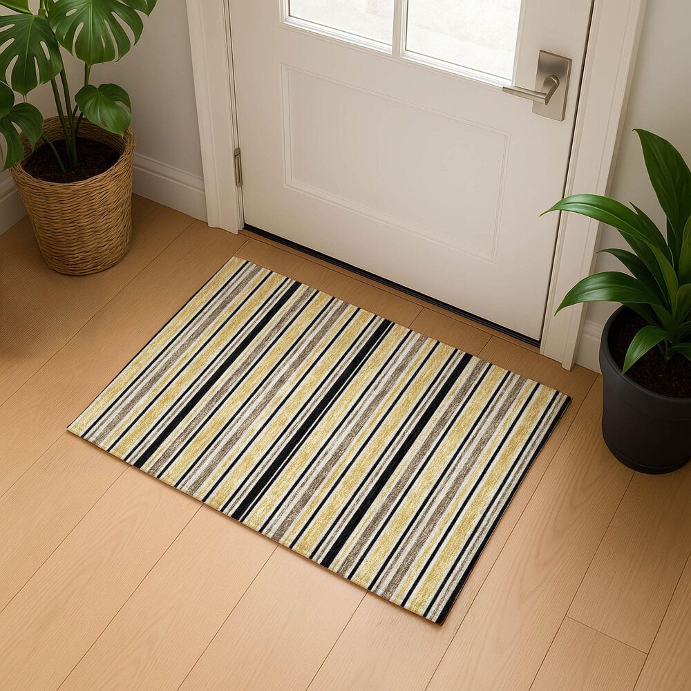 Dalyn Rug Company Soft Essentials Striped Honey 1'8" x 2'6" Indoor/Outdoor Area Rug, , large
