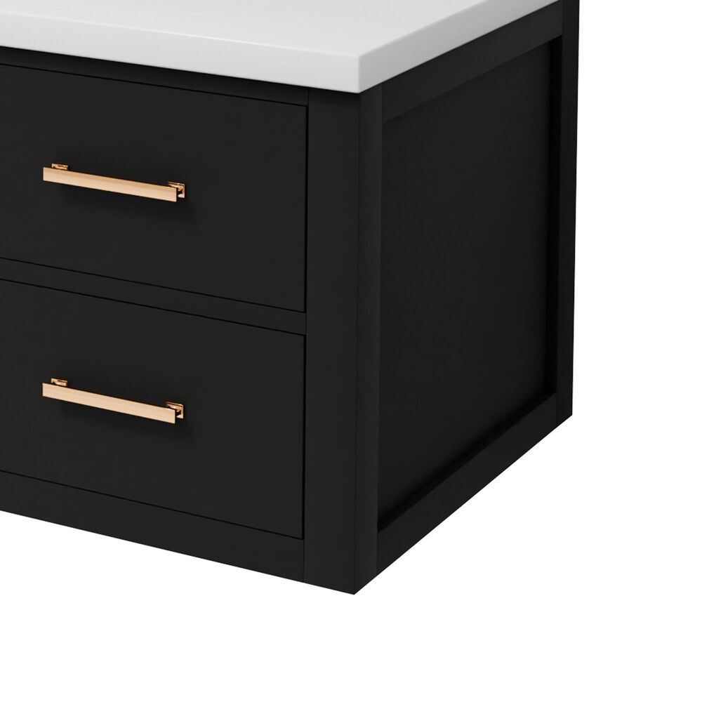 Lexora Home Castor 36" Single Bathroom Vanity in Black with 2 cm White Quartz Top and Rectangular Sink, , large