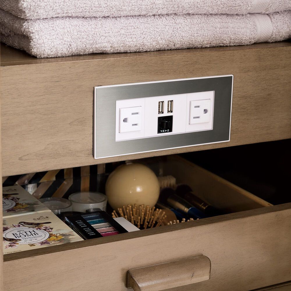 James Martin Vanities Portland 60&quot; Double Bathroom Vanity in Whitewashed Walnut with 3 cm Ethereal Noctis Quartz Top and Rectangular Sinks, , large