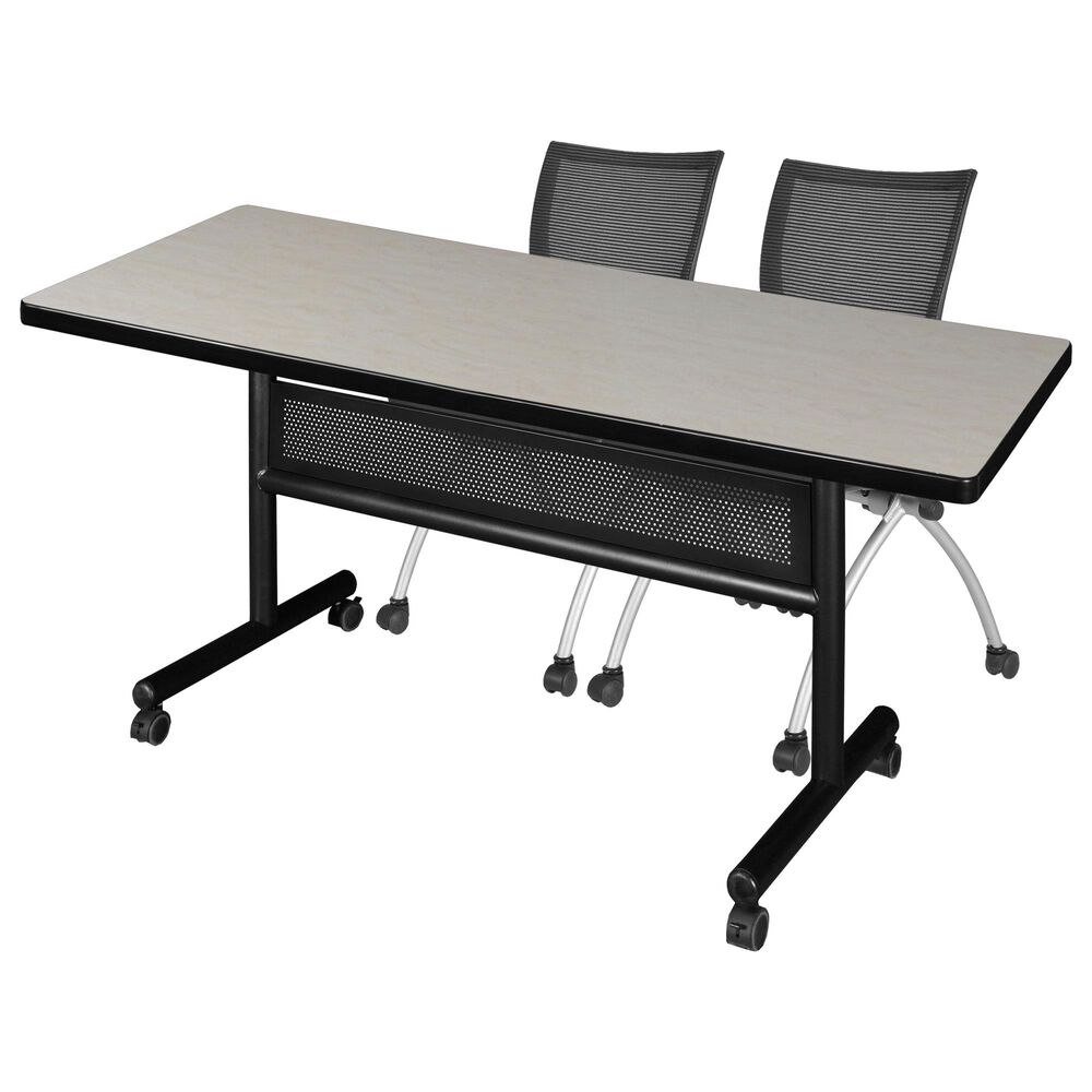 Regency Global Sourcing Kobe 3-Piece Mobile Training 72inch Table Set in Maple, Black and Silver, , large