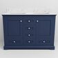 Lexora Home Dukes 48" Double Bathroom Vanity in Navy Blue with 2 cm White Carrara Marble Top and Rectangular Sinks, , large