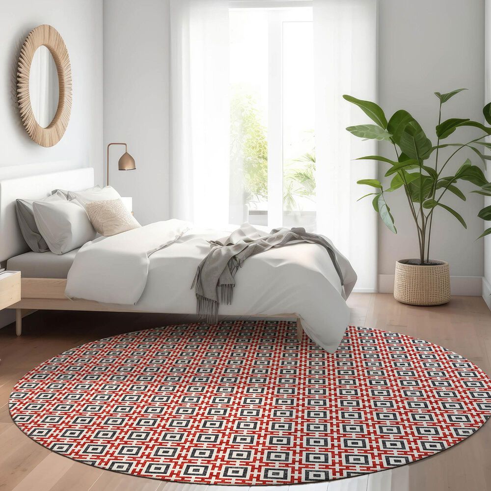 Dalyn Rug Company Marlo 4&#39; Round Red Indoor/Outdoor Area Rug, , large