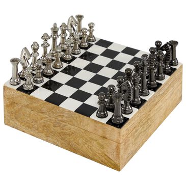 Maple and Jade 3" x 8" Chess Game Set in Black and Silver, , large