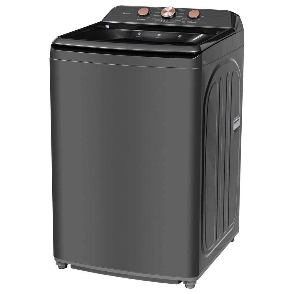 Midea 4.1 Cu. Ft. Top Load Washer and 7 Cu. Ft. Electric Dryer Laundry Pair in Metallic Grey, , large