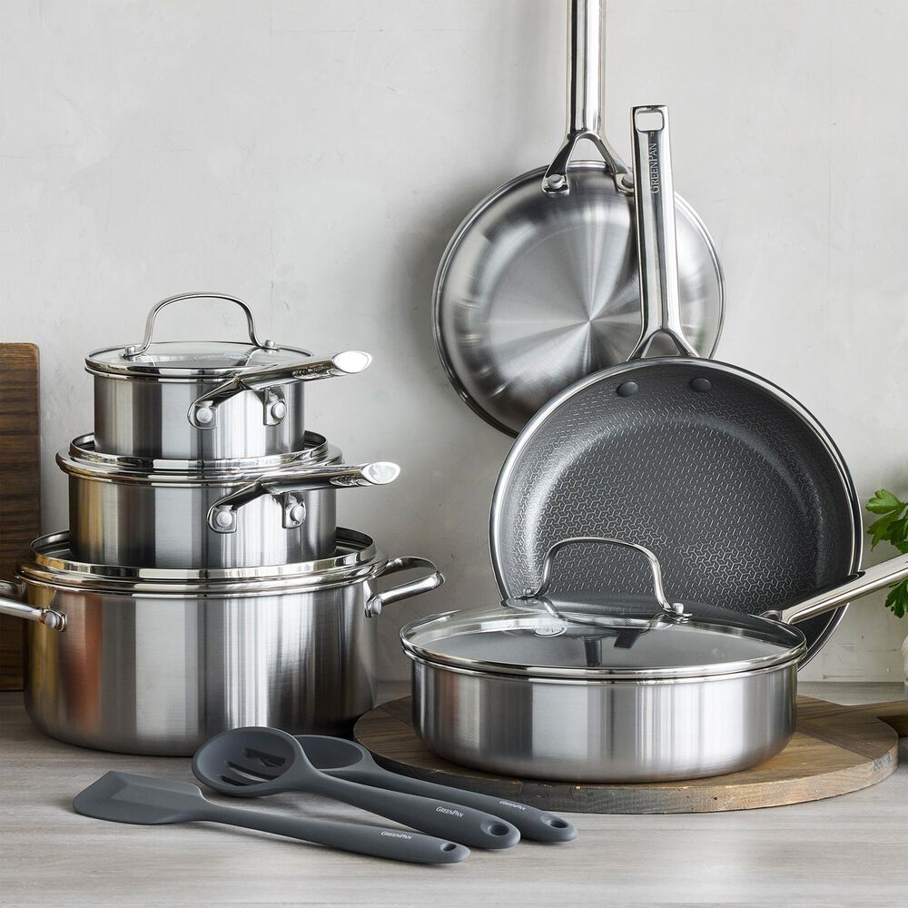 Green Pan Apex 13-Piece Nonstick Cookware Set in Stainless Steel, , large
