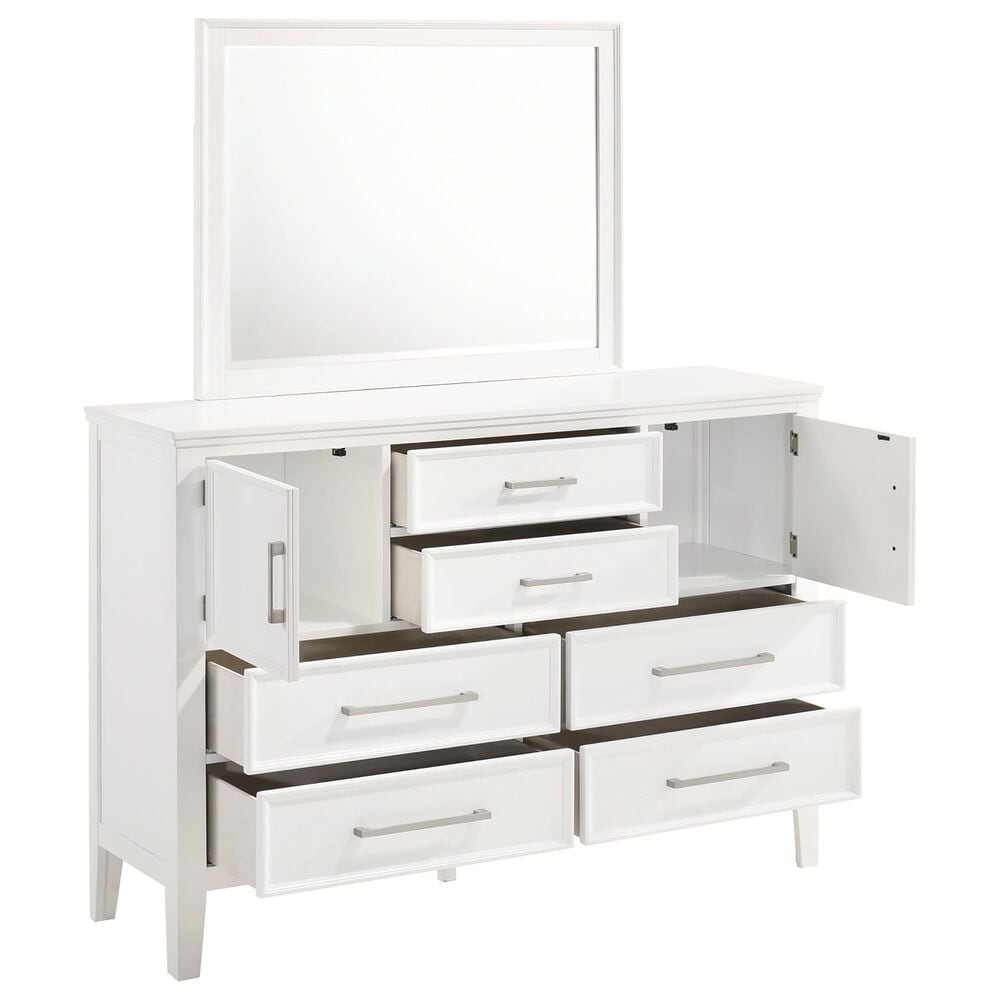 New Heritage Design Andover 6 Drawer Dresser and Mirror in White, , large