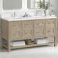 James Martin Vanities Breckenridge 60" Double Bathroom Vanity in Whitewashed Oak with Single Hole 3 cm White Zeus Quartz Top and Rectangular Sinks, , large