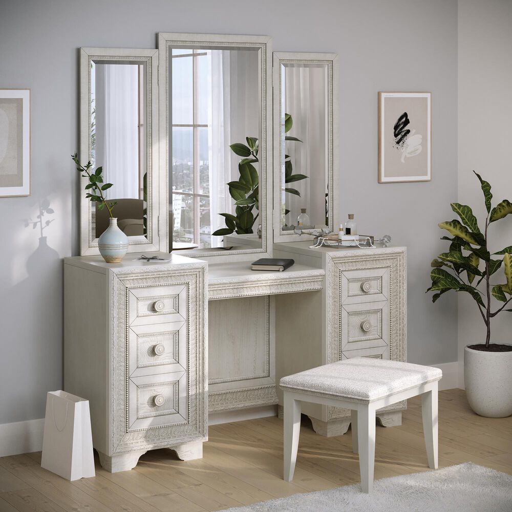Chapel Hill Camila Vanity Stool in Camila White, , large