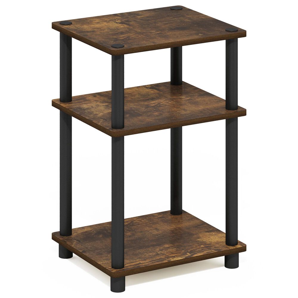 HOMLUX 3-Tier End Table in Amber Pine and Black, , large