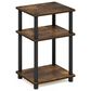 HOMLUX 3-Tier End Table in Amber Pine and Black, , large